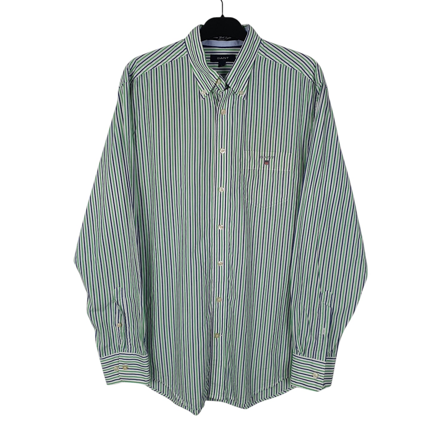 Mens Green GANT New York Poplin Long Sleeve Shirt