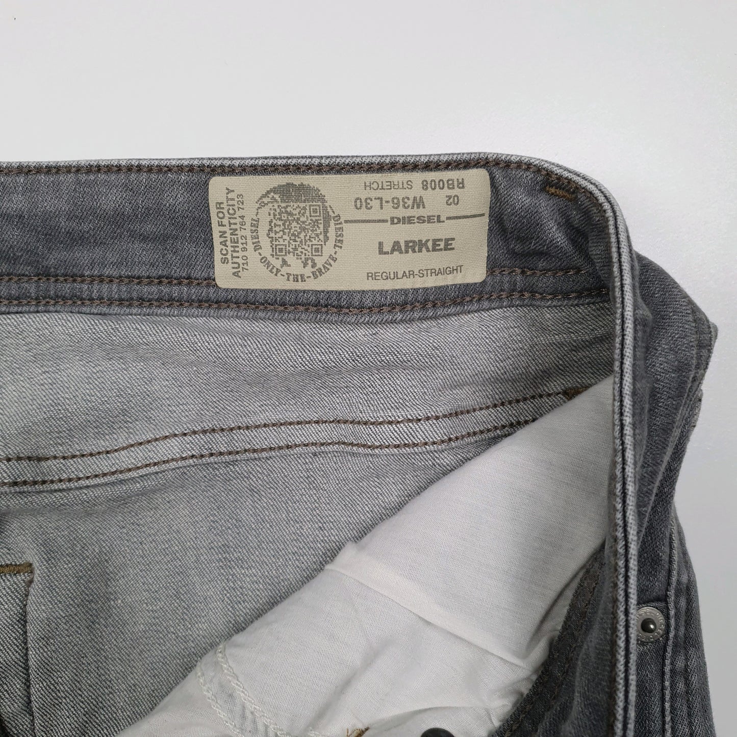 Mens Grey Diesel Stretch Quarter Zip Jeans