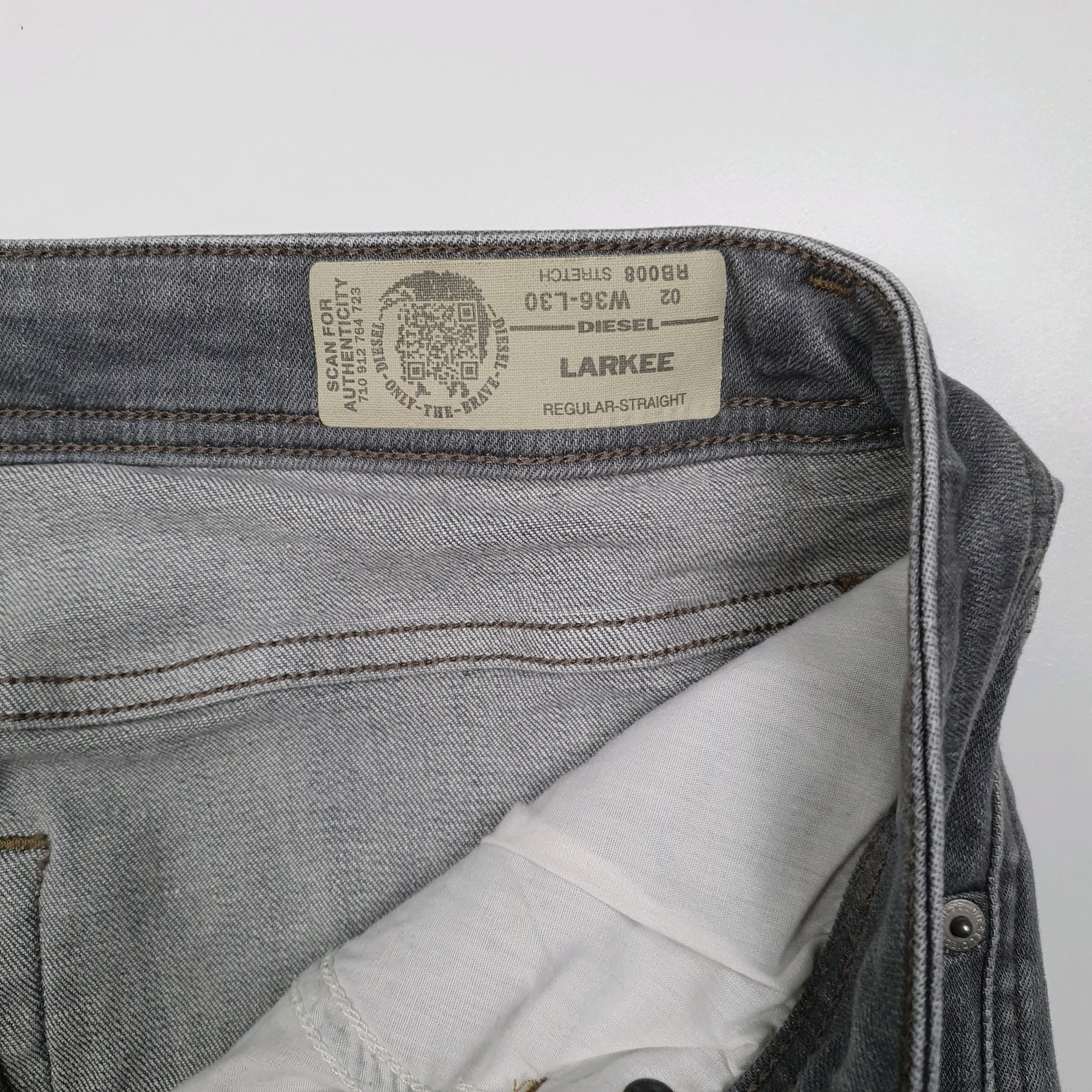 Mens Grey Diesel Stretch Quarter Zip Jeans