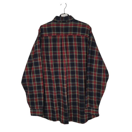 Mens Navy L.L.Bean Thick Flannel Plaid  Shirt