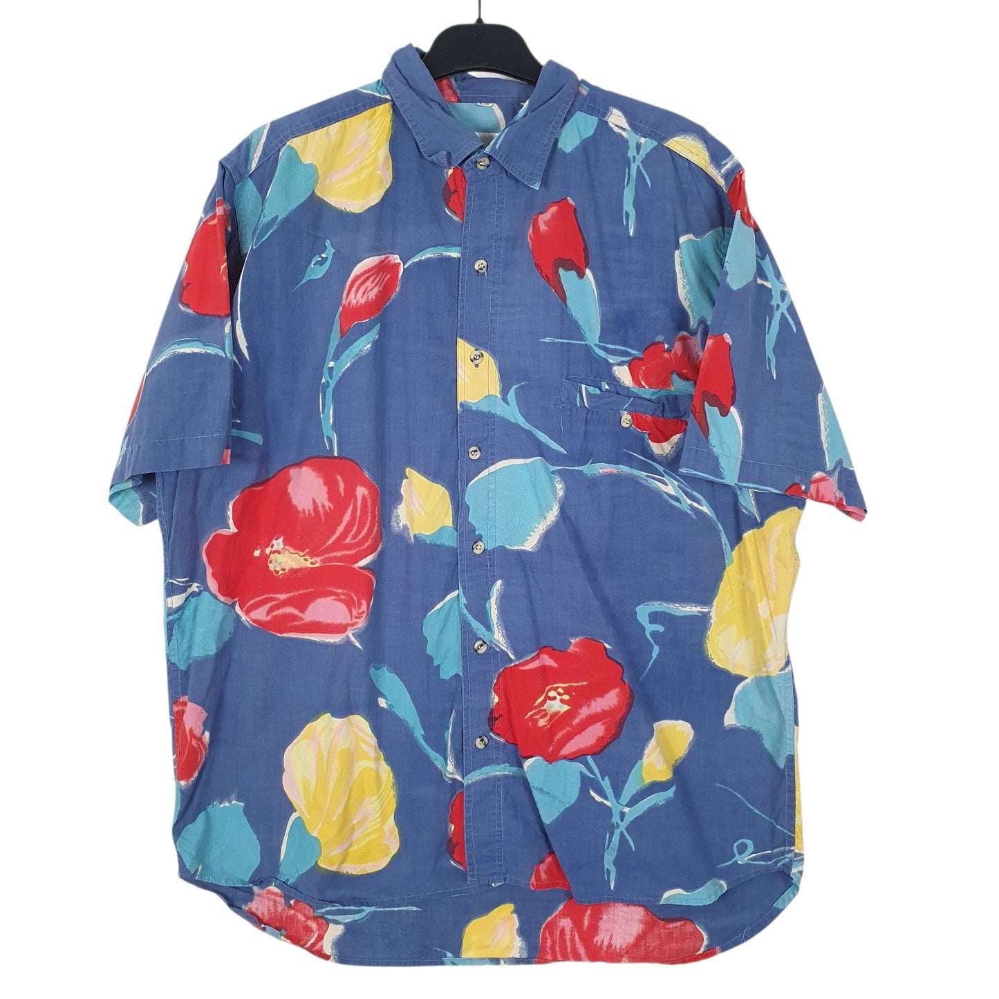 Mens Blue Sears Hawaiian Short Sleeve Shirt