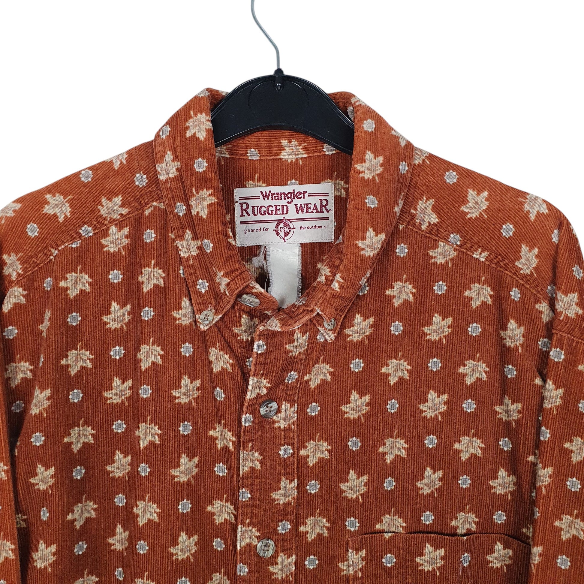 Mens Brown Wrangler Rugged Wear Vintage 00s Corduroy  Shirt