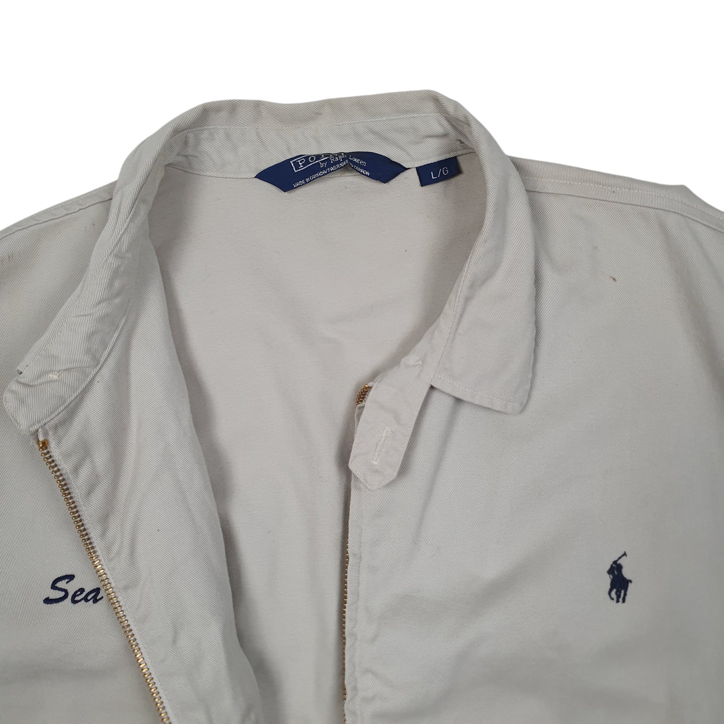 Mens Beige Polo Ralph Lauren Vintage 1980s Hoodie Coat