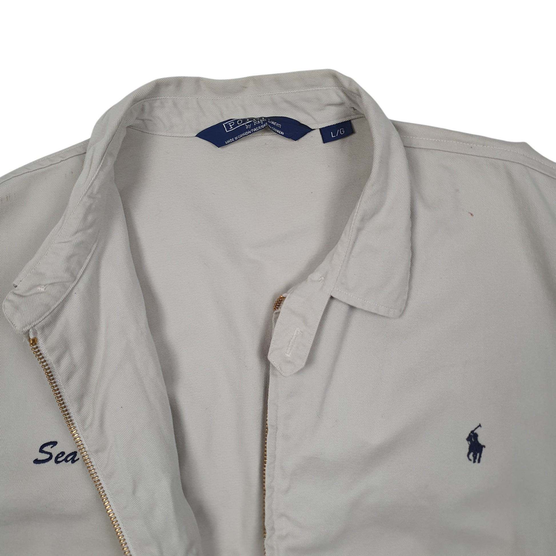 Mens Beige Polo Ralph Lauren Vintage 1980s Hoodie Coat