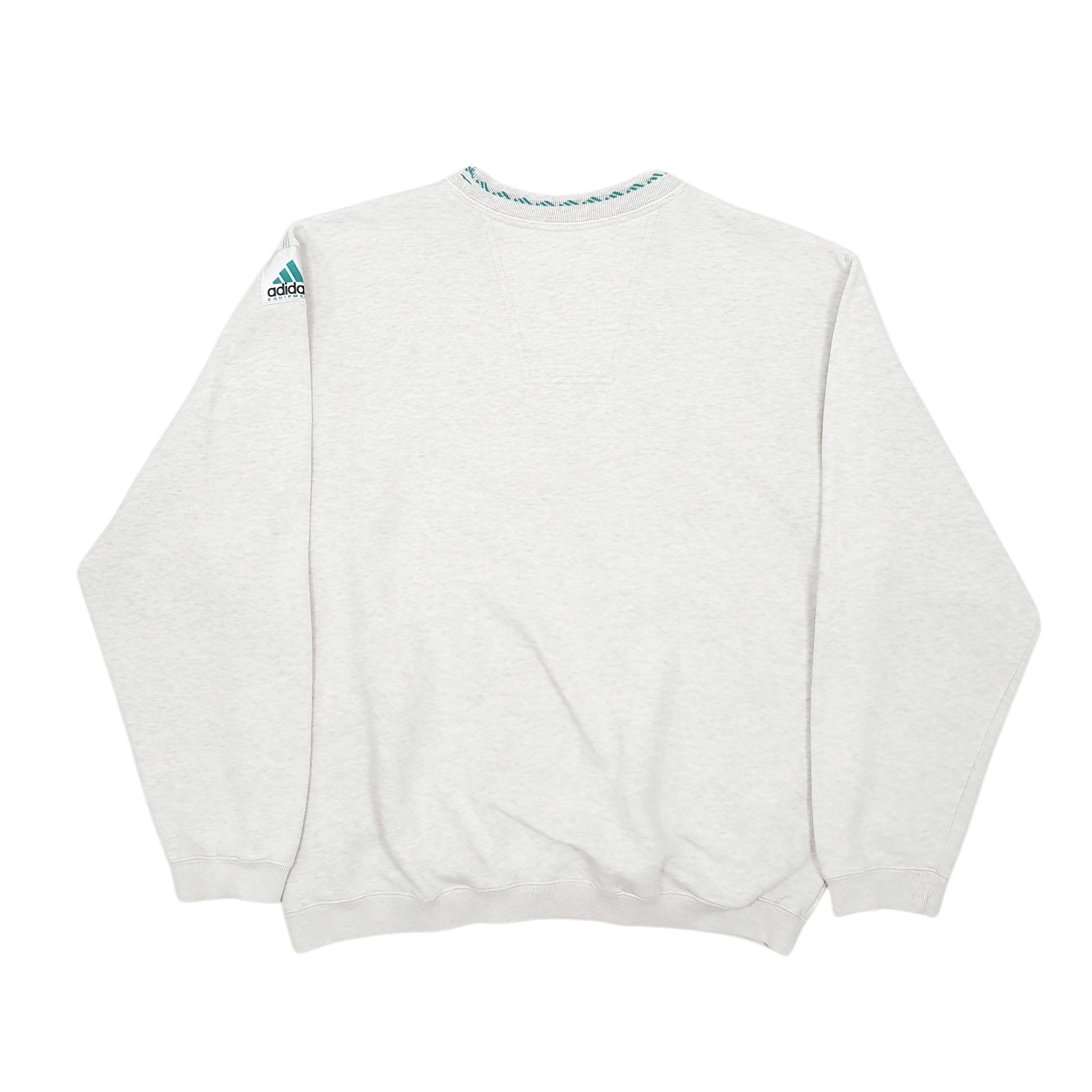Mens Grey Adidas Equipment Vintage 90s Spellout Crewneck Jumper