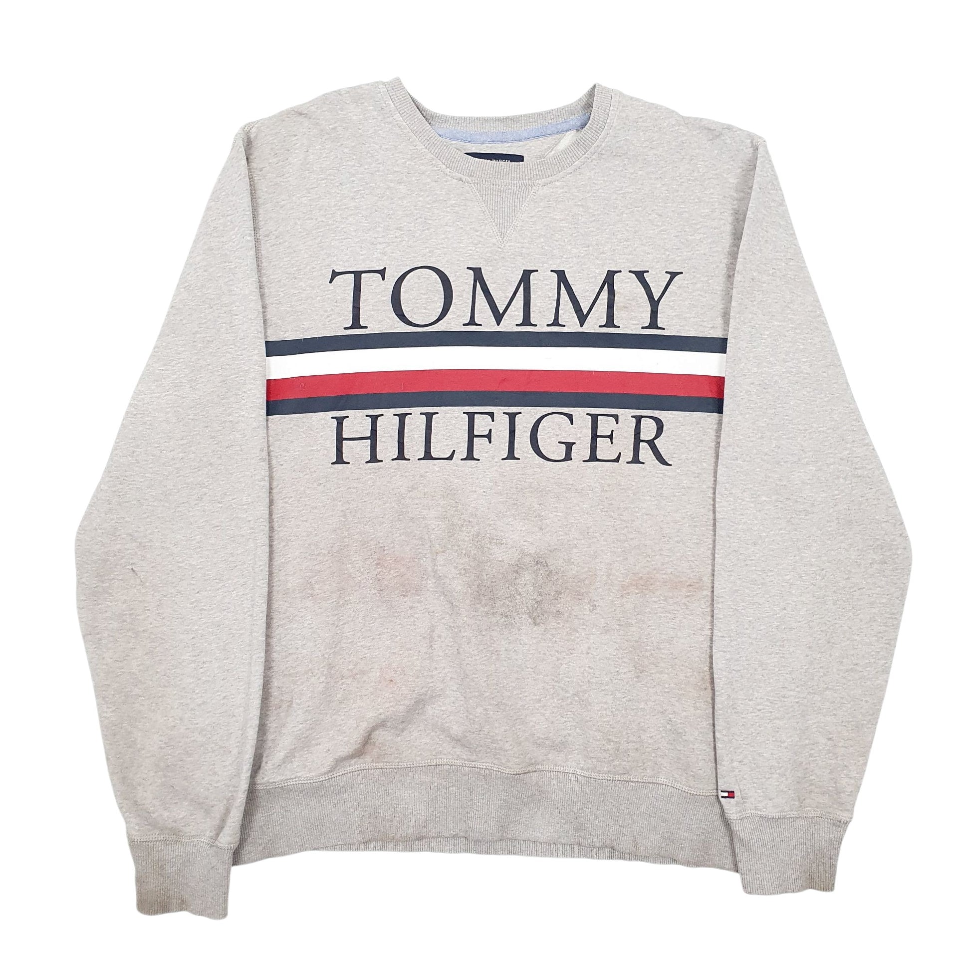 Mens Grey Tommy Hilfiger Spellout Crewneck Jumper