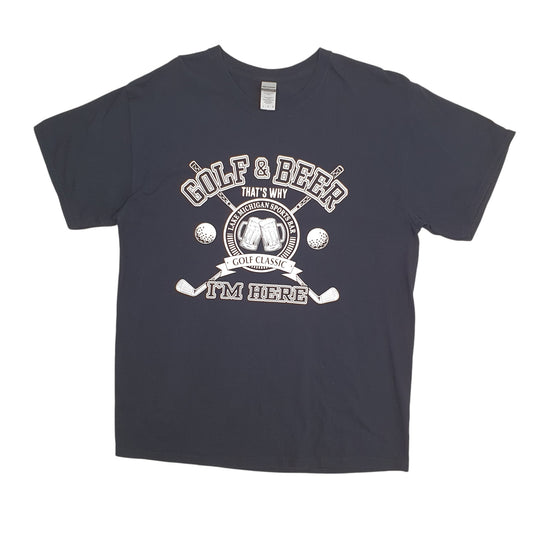 Mens Black Gildan Golf & Beer Short Sleeve T Shirt