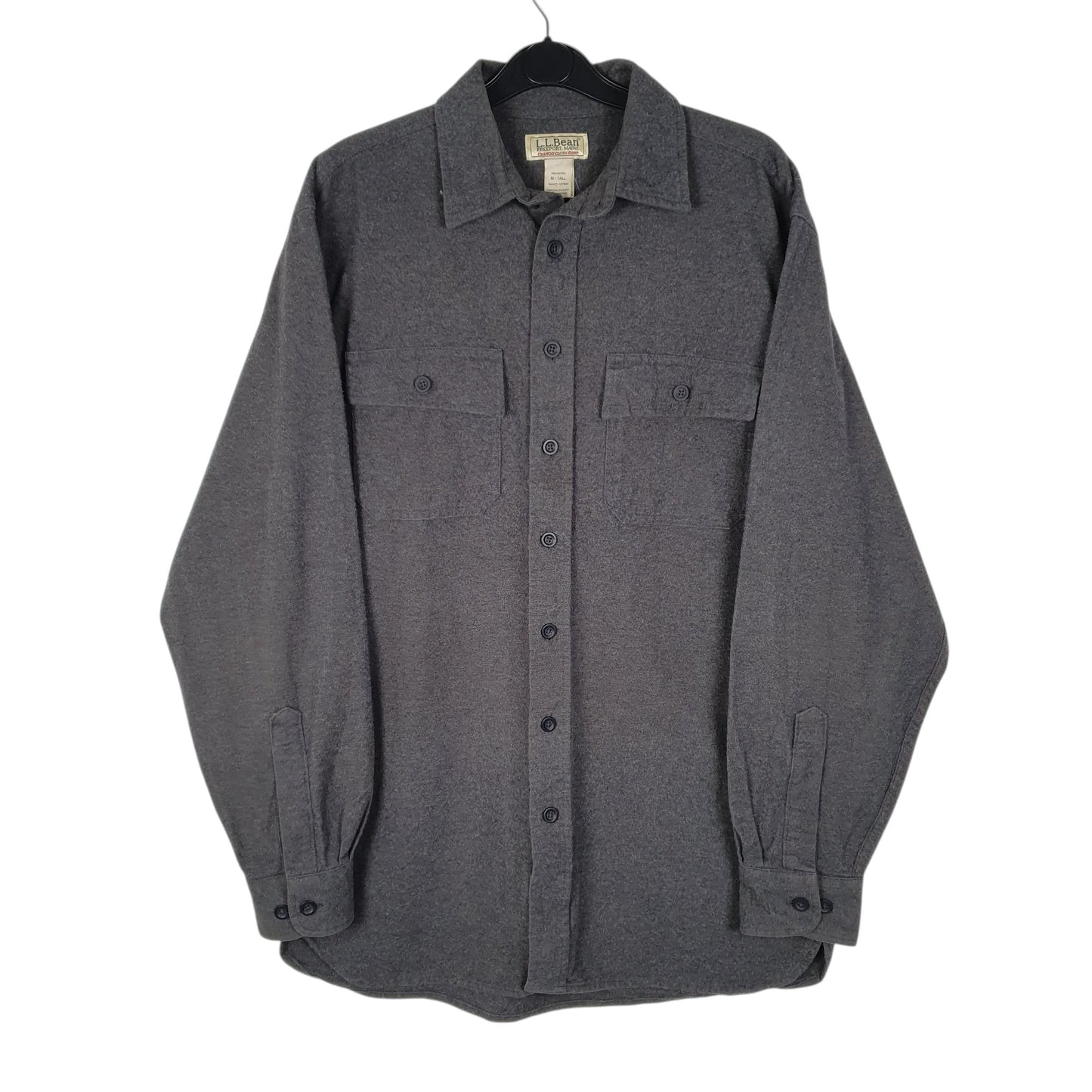 Mens Grey L.L.Bean Thick Chamois Tall Long Sleeve Shirt