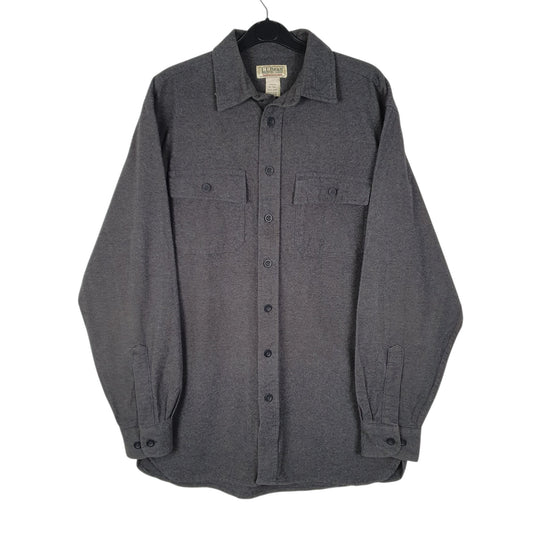 Mens Grey L.L.Bean Thick Chamois Tall Long Sleeve Shirt