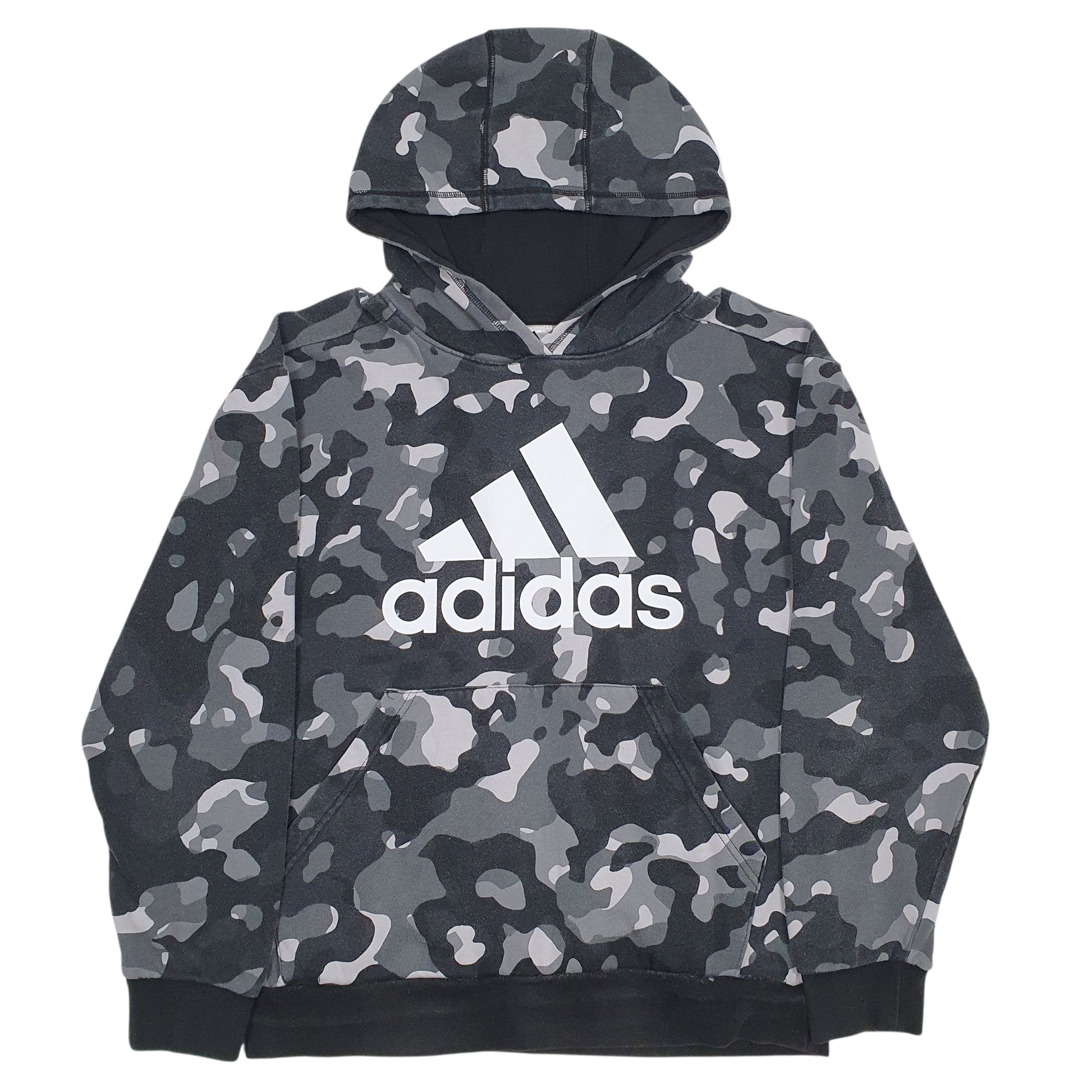 Womens Grey Adidas Spellout Camo Hoodie Jumper