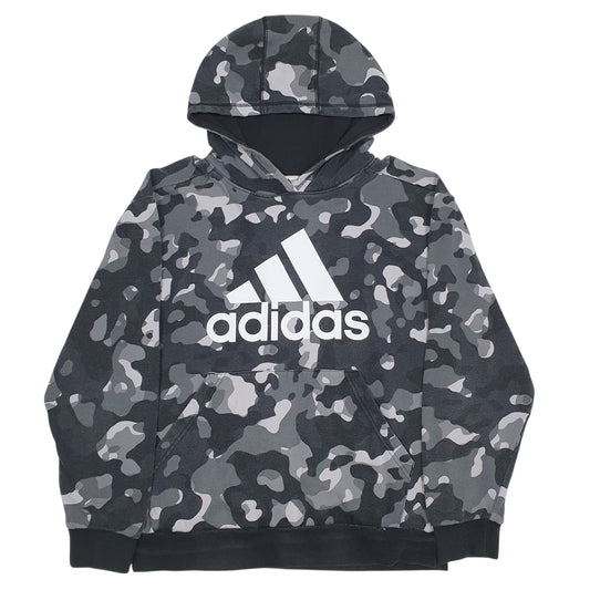 Womens Grey Adidas Spellout Camo Hoodie Jumper