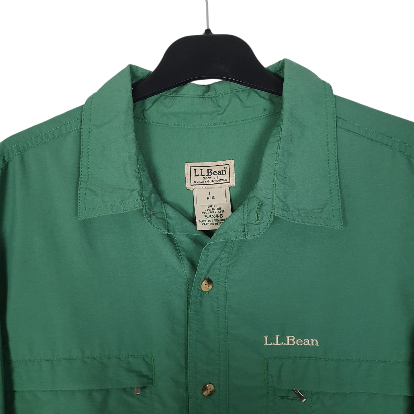 Mens Green L.L.Bean Hiking Walking  Shirt