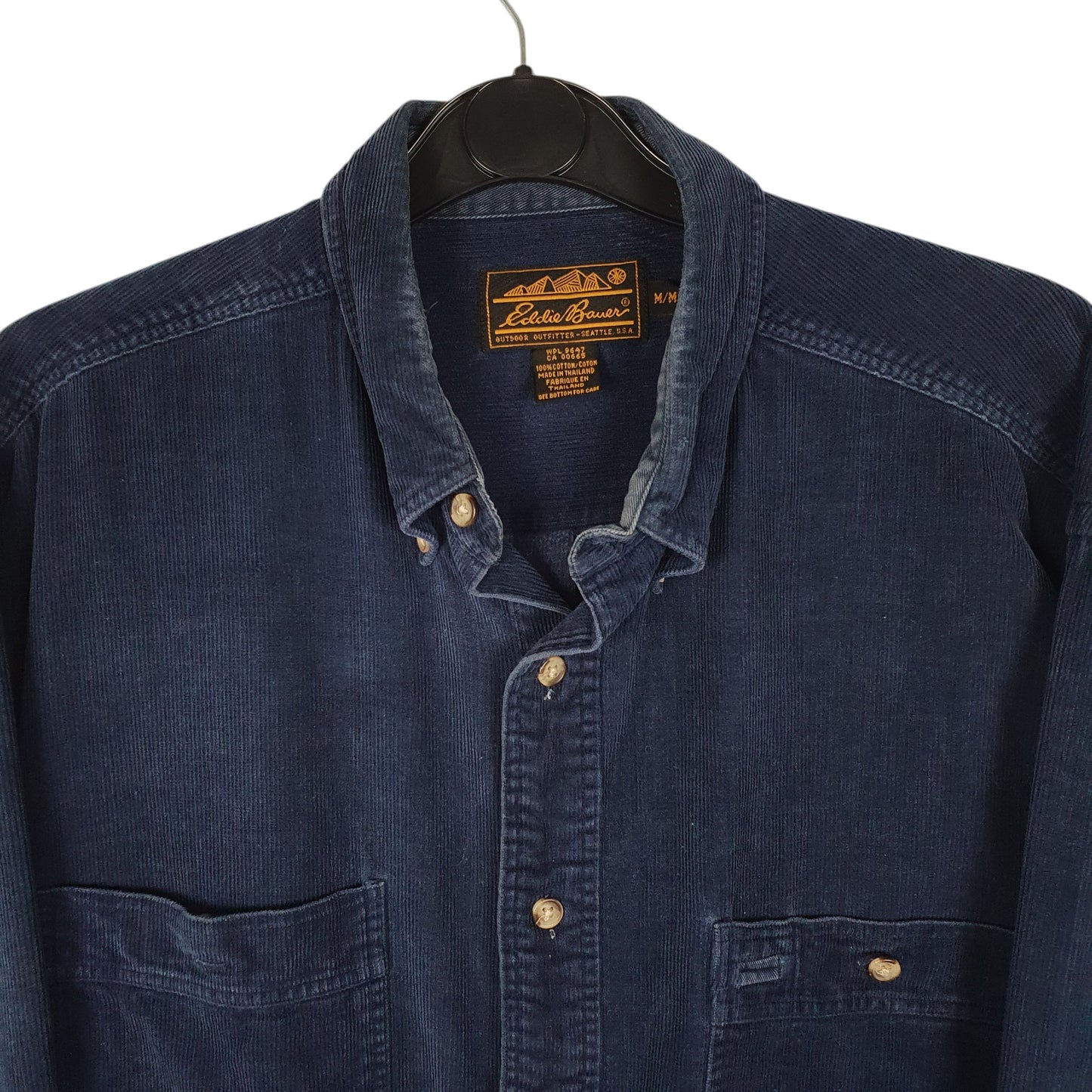 Mens Navy Eddie Bauer Corduroy Vintage 80s  Shirt