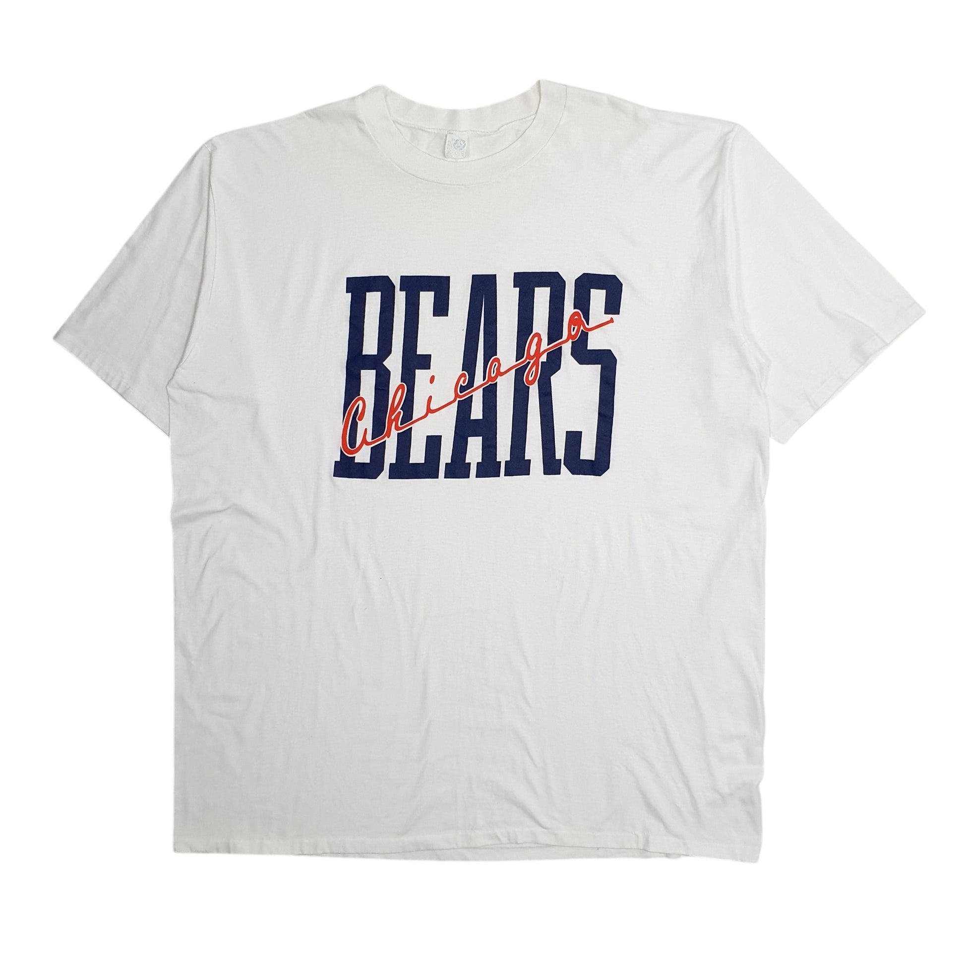 Mens White Artex Single Stitch Vintage 90s Chicago Bears NFL Short Sleeve T Shirt