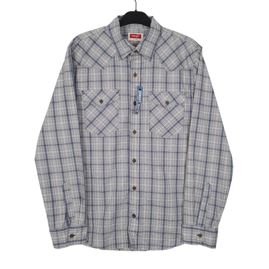 Mens Blue Wrangler Cowboy Wash Long Sleeve Shirt