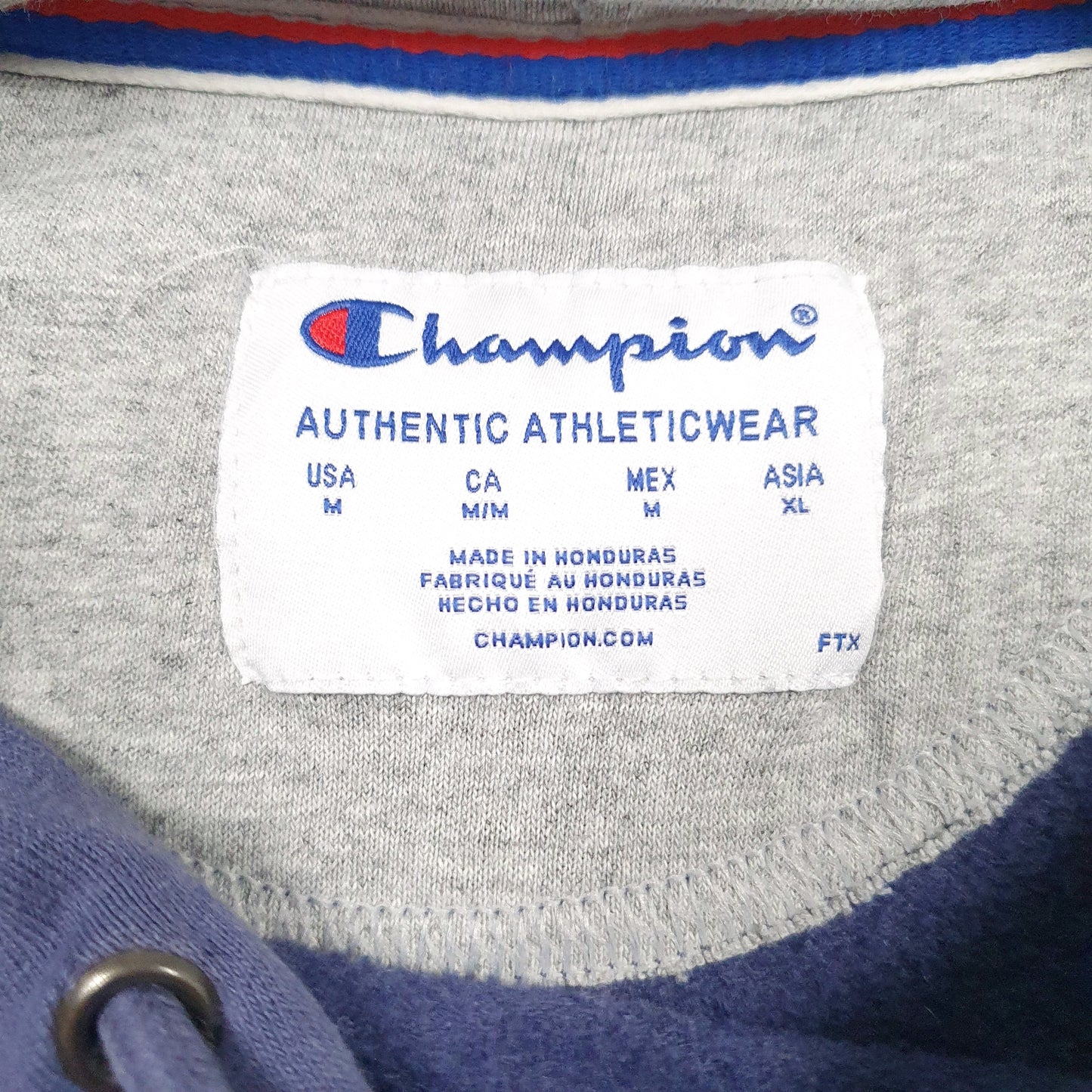 Mens Blue Champion Spellout Hoodie Jumper