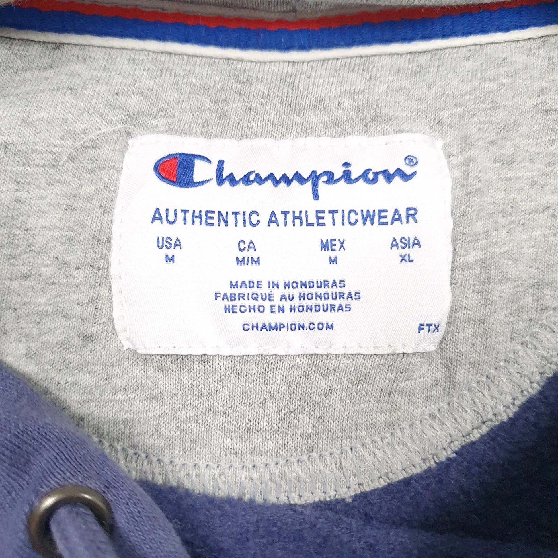 Mens Blue Champion Spellout Hoodie Jumper