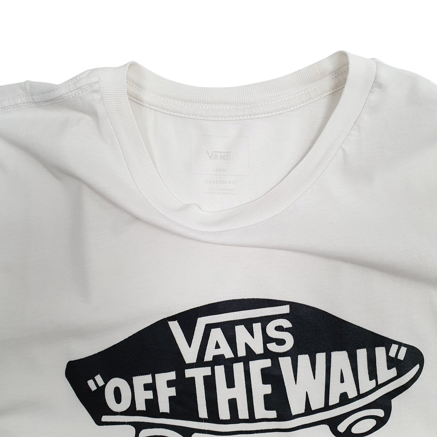 Mens White Vans  Crewneck T Shirt
