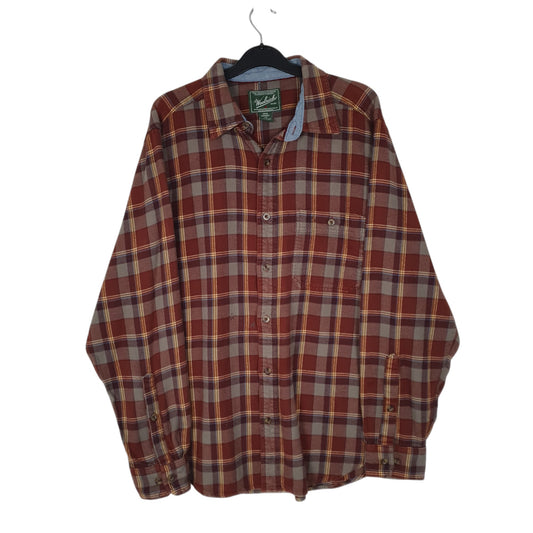 Mens Burgundy Woolrich Thick Flannel Plaid Long Sleeve Shirt