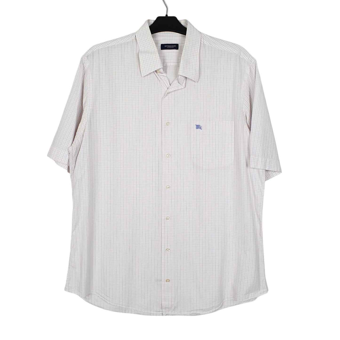 Mens White Burberry  Short Sleeve Shirt