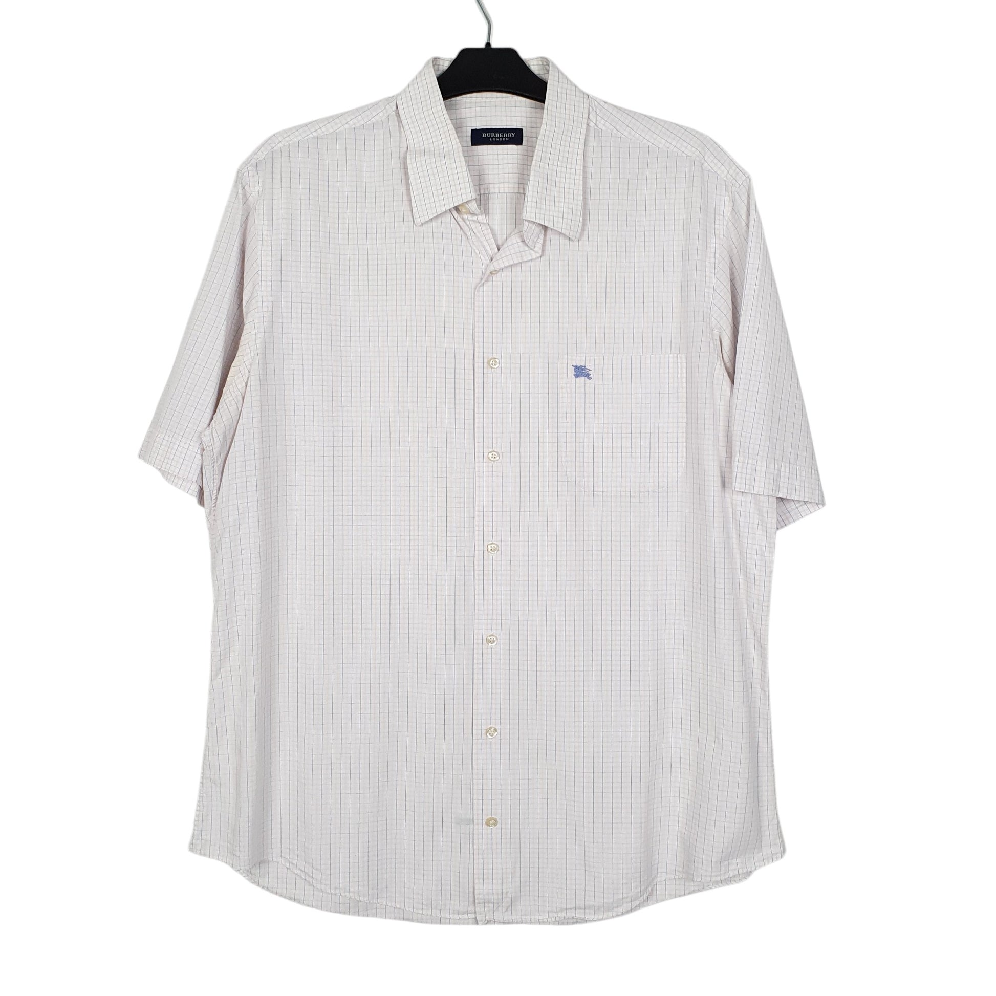 Mens White Burberry  Short Sleeve Shirt