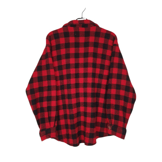 Mens Red Woolrich Thick Flannel Plaid Shacket Jacket  Shirt