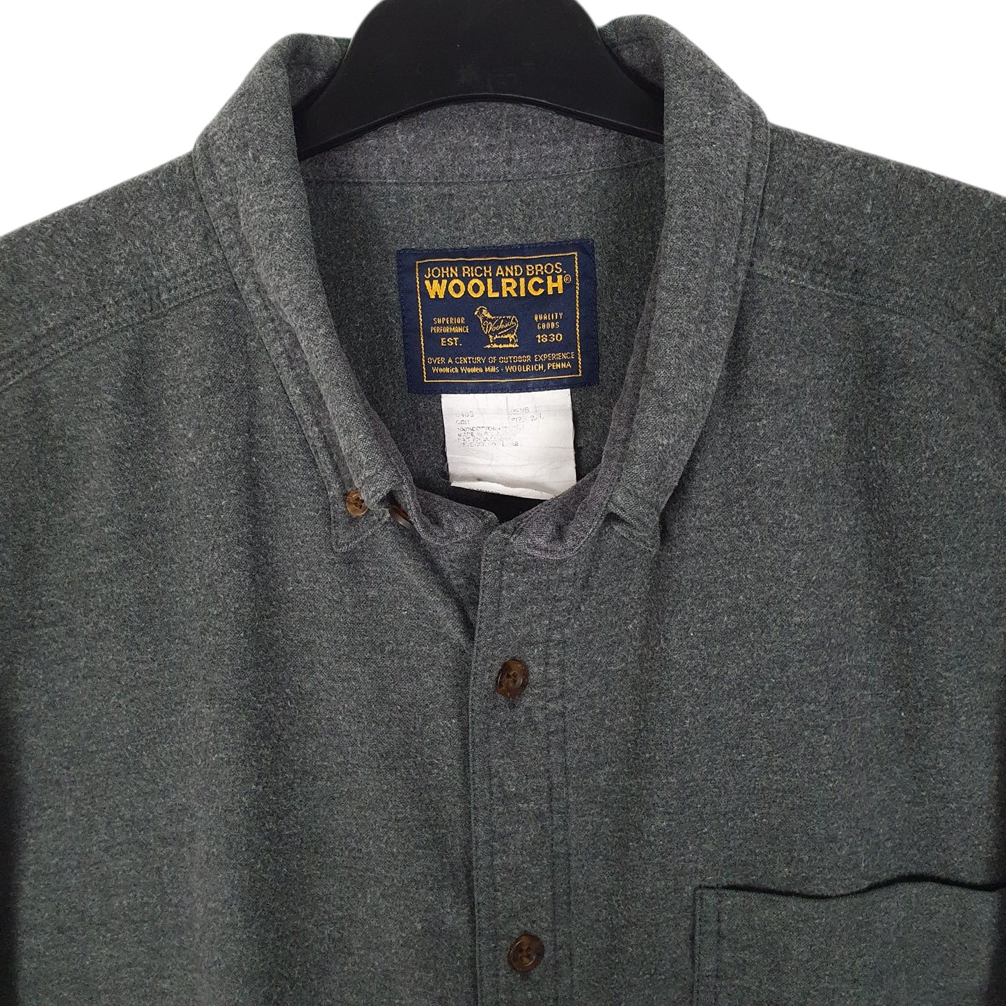 Mens Grey Woolrich Thick Chamois  Shirt