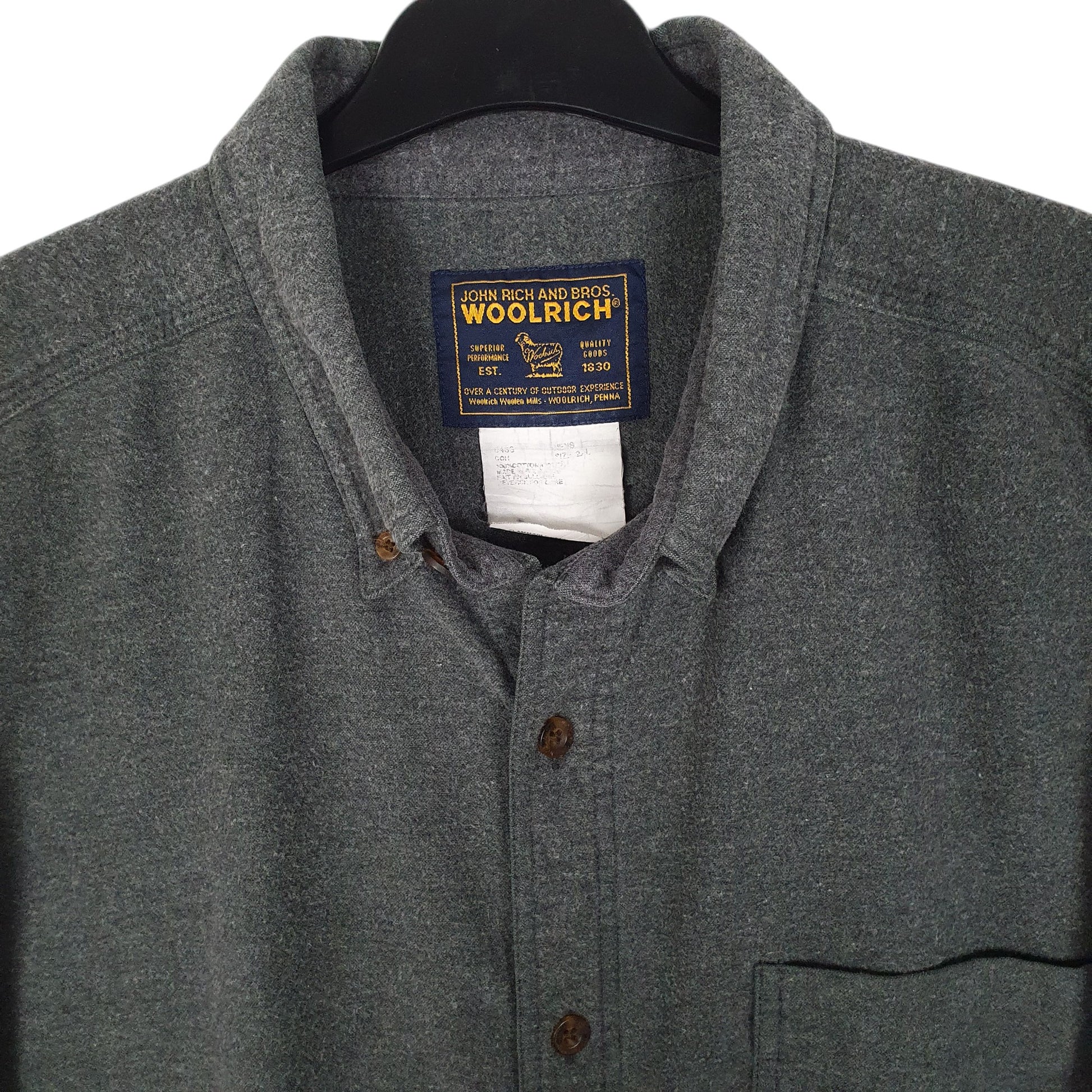 Mens Grey Woolrich Thick Chamois  Shirt