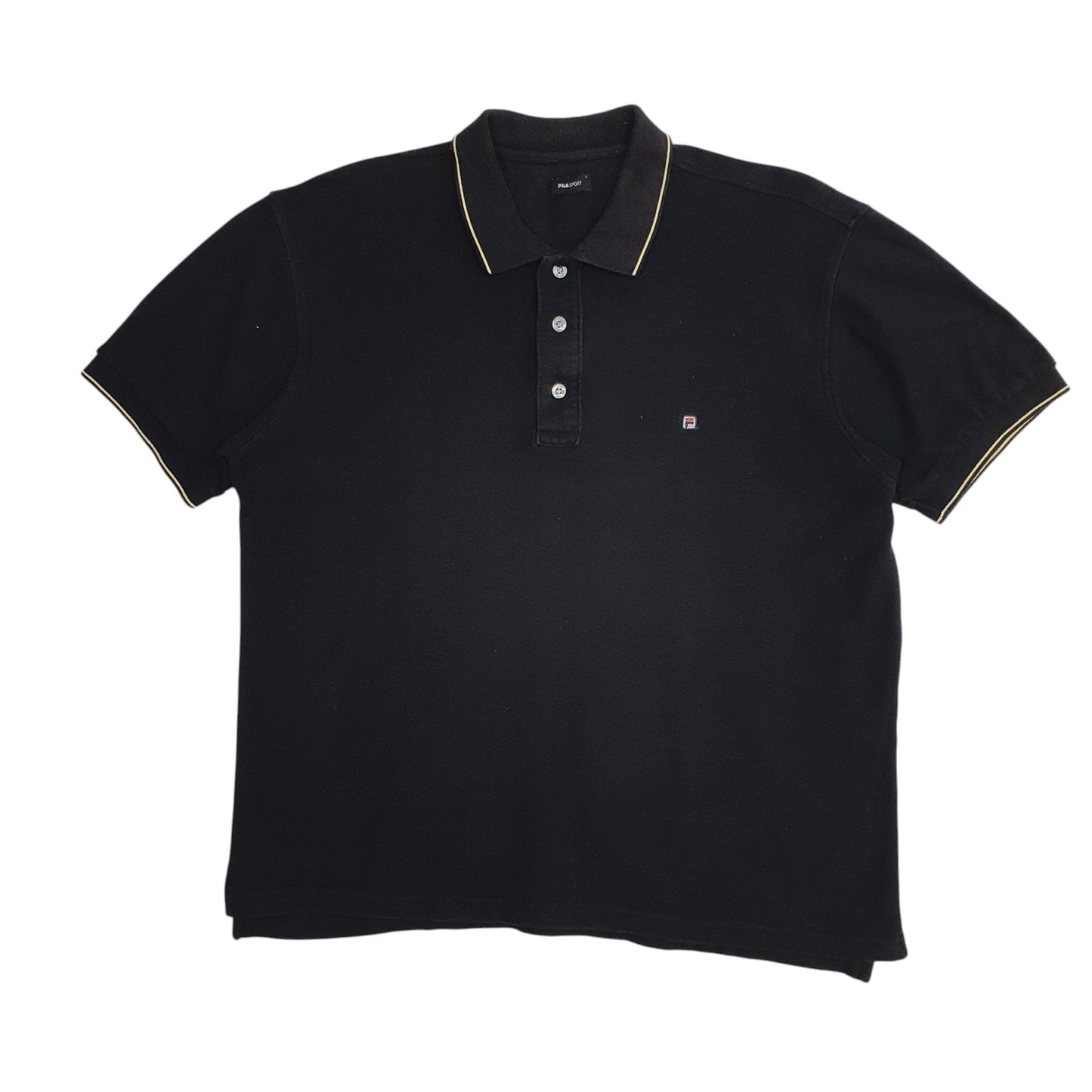 Mens Black Fila  Short Sleeve Polo Shirt