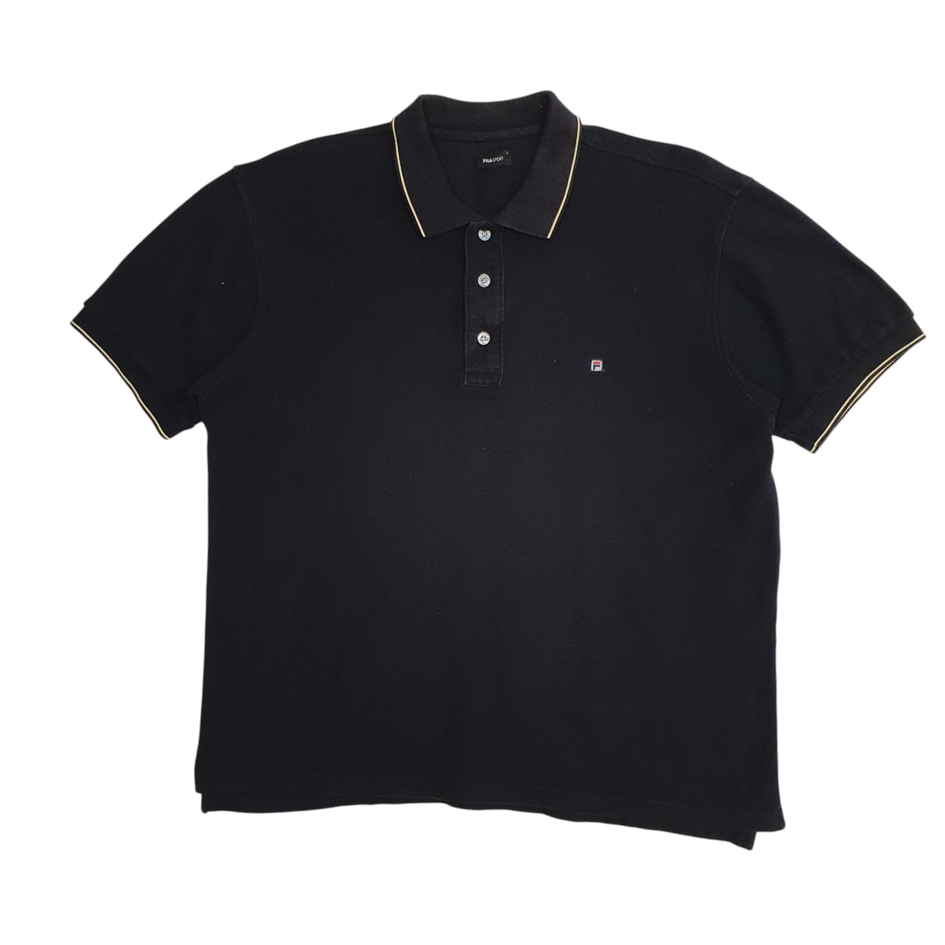 Mens Black Fila  Short Sleeve Polo Shirt