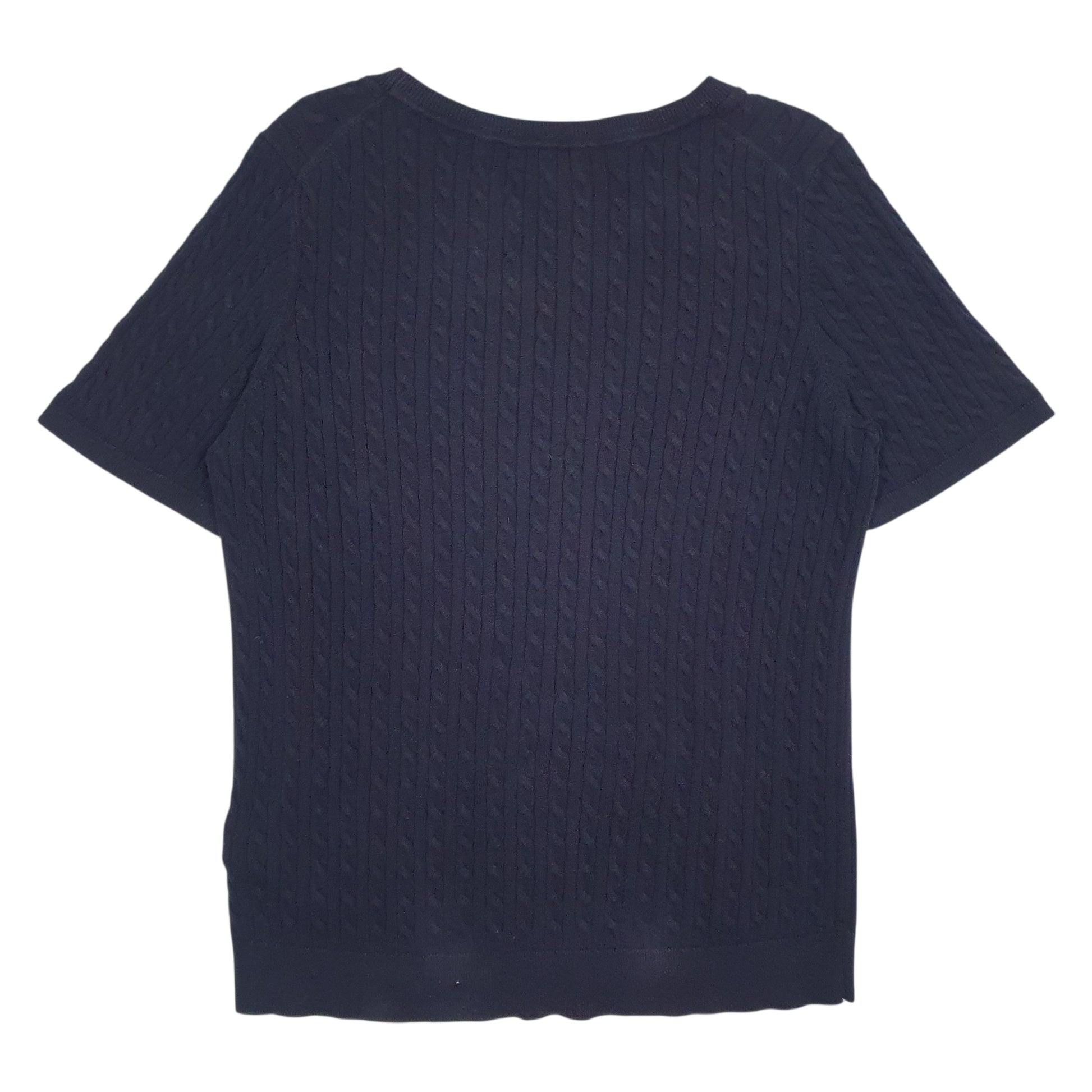 Womens Navy Tommy Hilfiger Cable Knit Crewneck Jumper