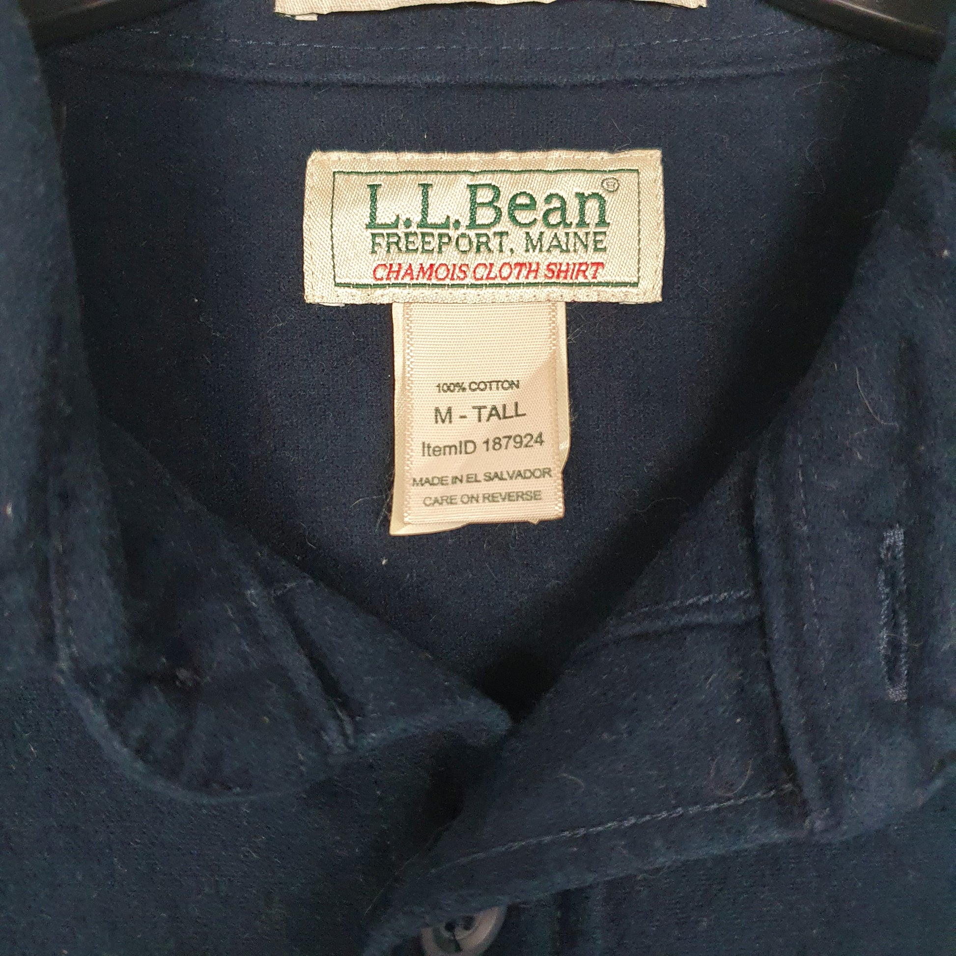 Mens Navy L.L.Bean Tall Chamois Flannel  Shirt