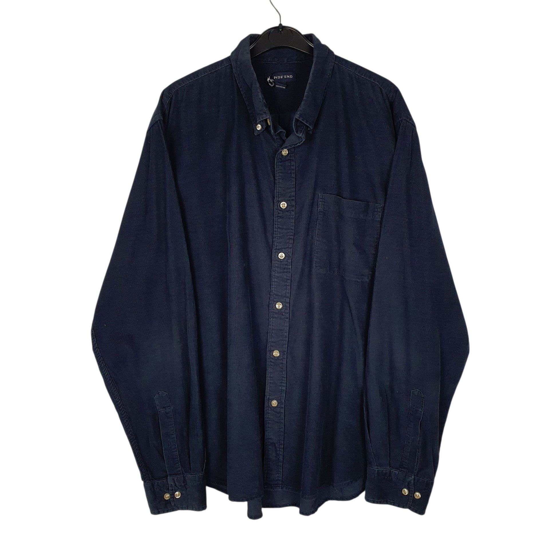Mens Navy Lands End Corduroy Long Sleeve Shirt