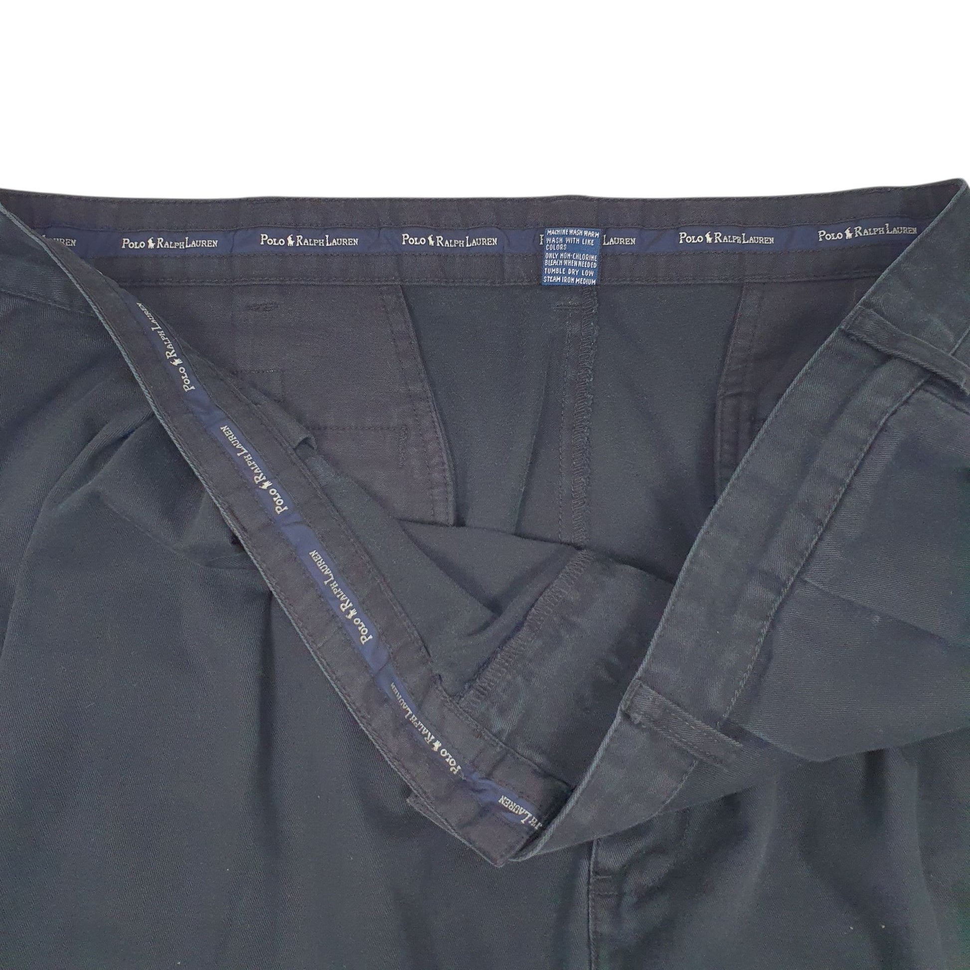 Mens Black Polo Ralph Lauren Andrew Pant Pleated 90s  Trousers