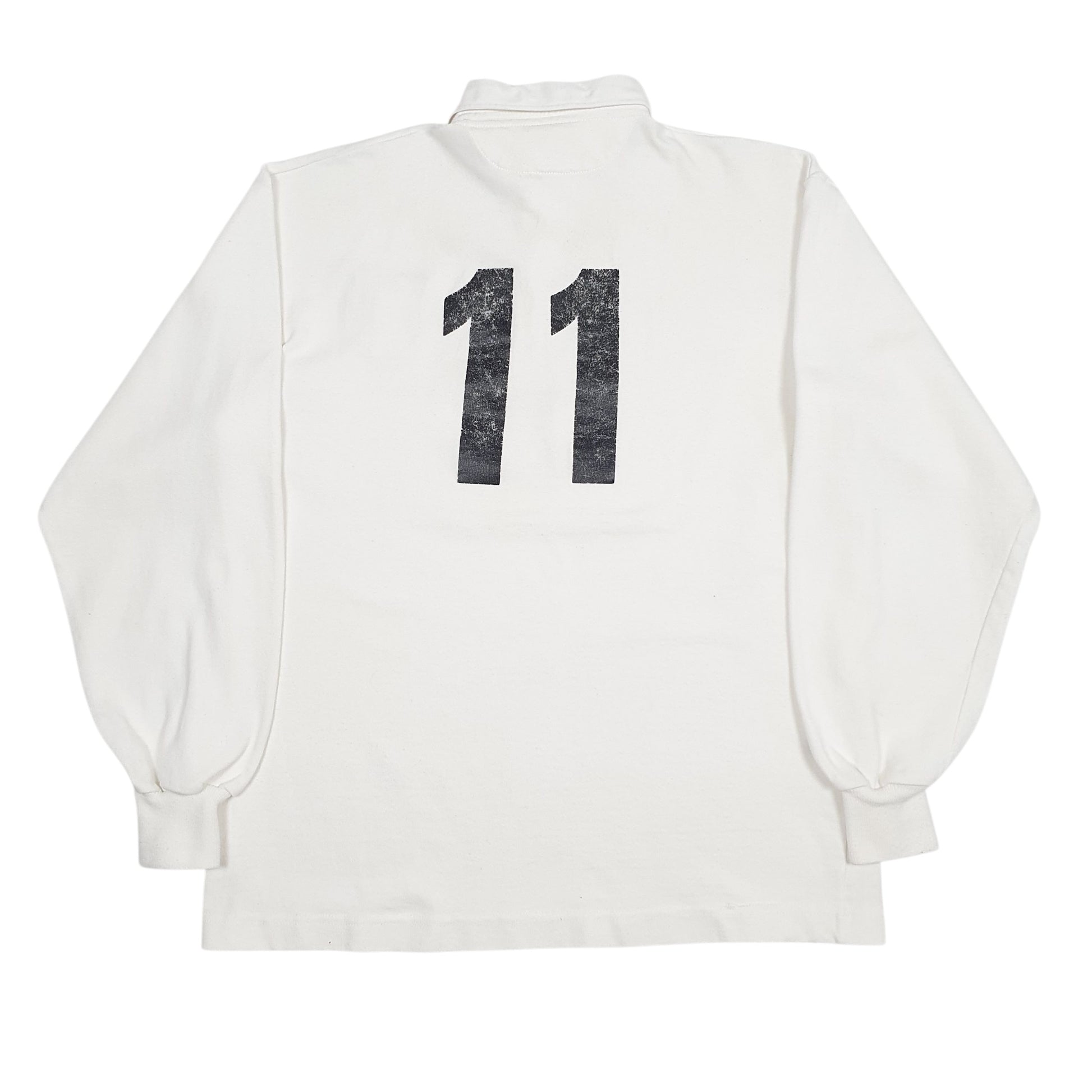 Mens White Barbarian Rugby Full Zip Polo Shirt