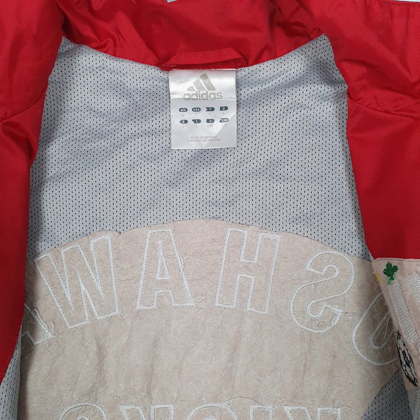 Mens Red Adidas Oshawa Kicks Vintage 2000s Full Zip Coat