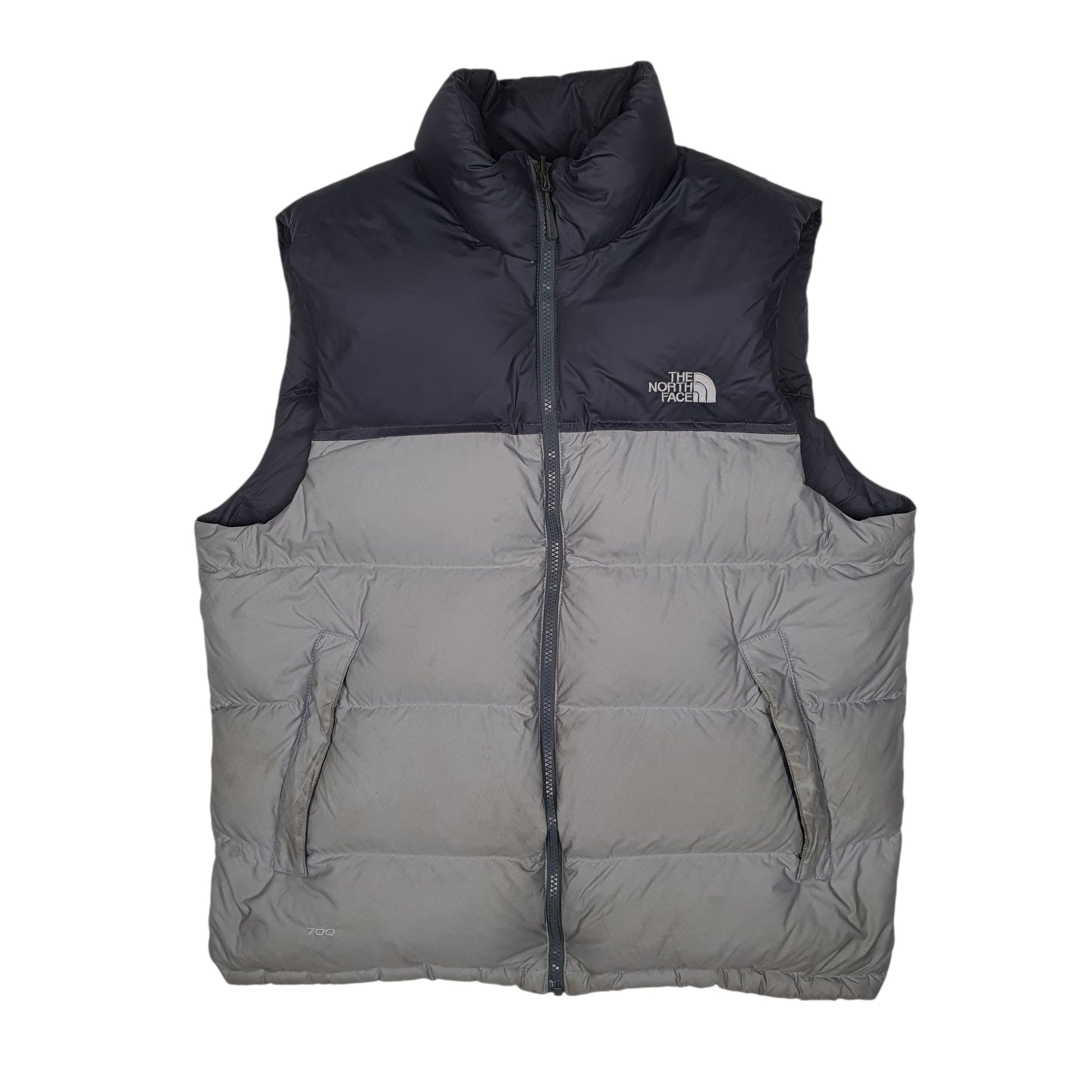 Mens Grey The North Face Nuptse Gilet Vest Hoodie Coat