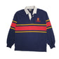 Mens Navy Barbarian Queens University Rugby Long Sleeve Polo Shirt