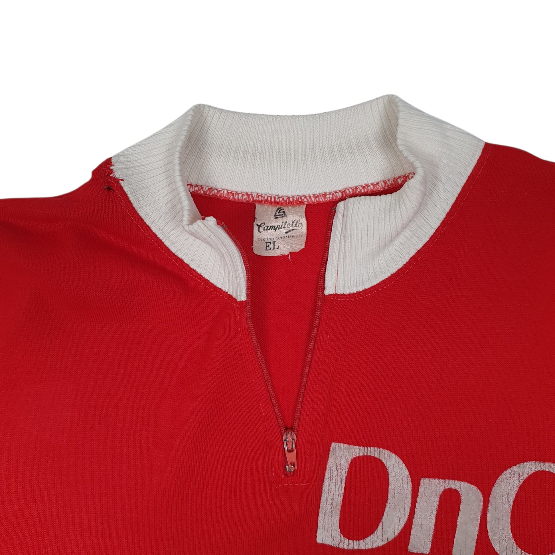 Mens Red Campitello Vintage 80s Cycling Jersey Hoodie T Shirt