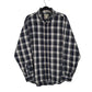 Mens Navy L.L.Bean Thick Flannel Plaid Long Sleeve Shirt