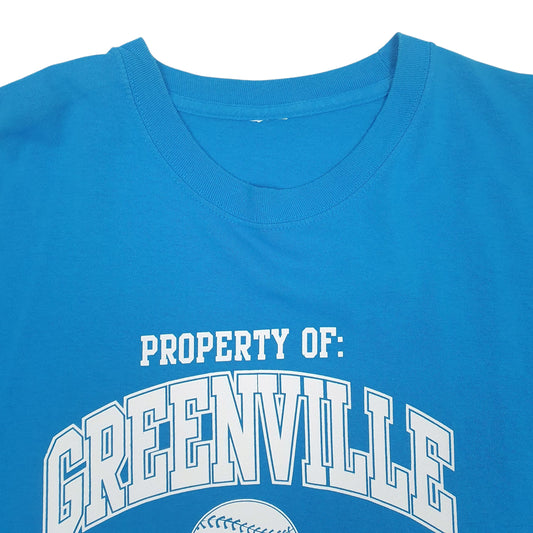 Mens Blue Unbranded Greenville Softball Crewneck T Shirt
