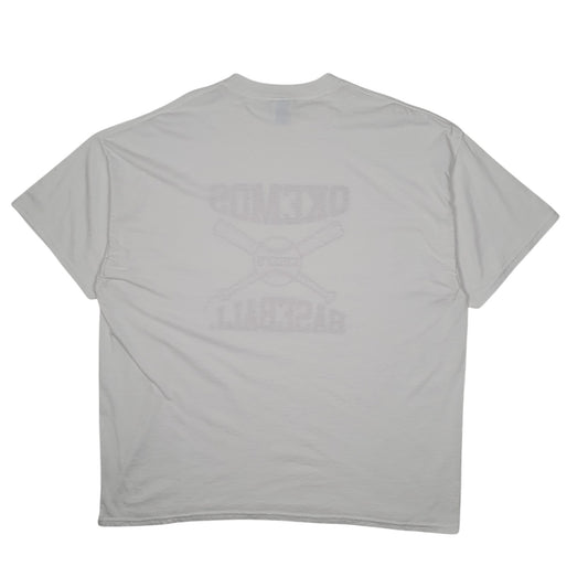 Womens White Gildan Okemos Baseball Crewneck T Shirt