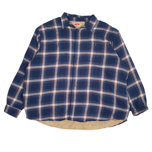 Mens Blue Wrangler Sherpa Lined Crewneck Coat