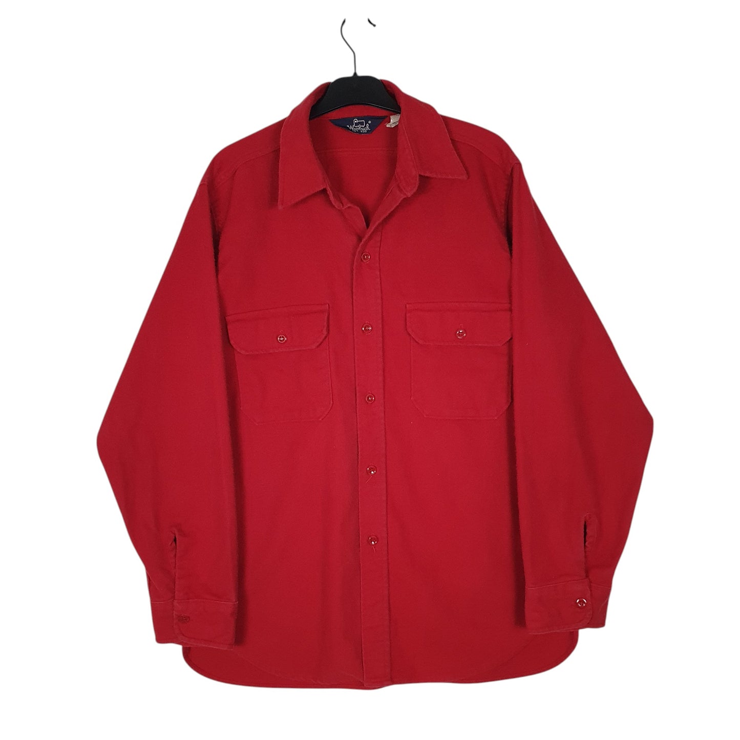 Mens Red Woolrich Vintage 1980s Thick Chamois Long Sleeve Shirt