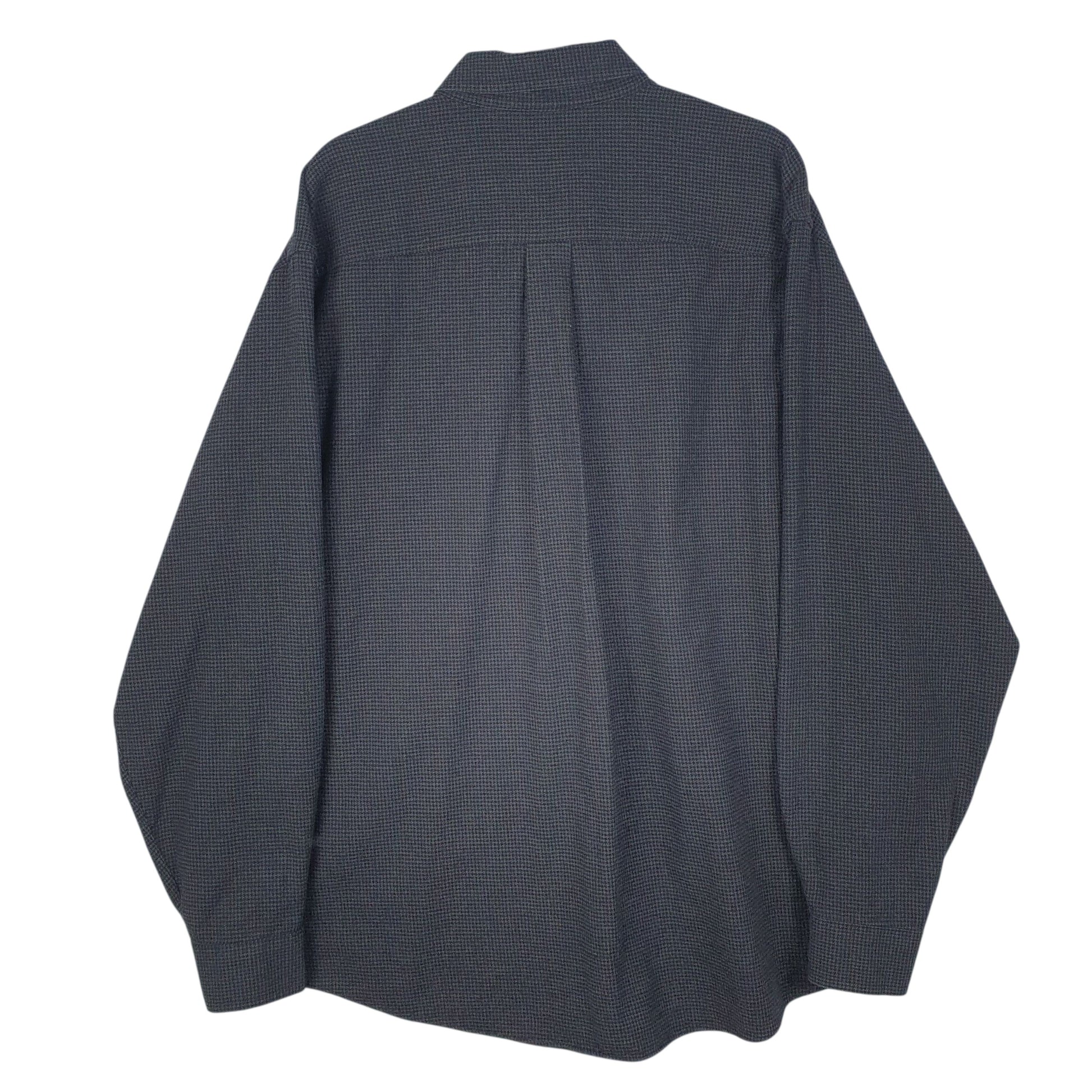 Mens Grey L.L.Bean Thick Houndstooth Flannel  Shirt