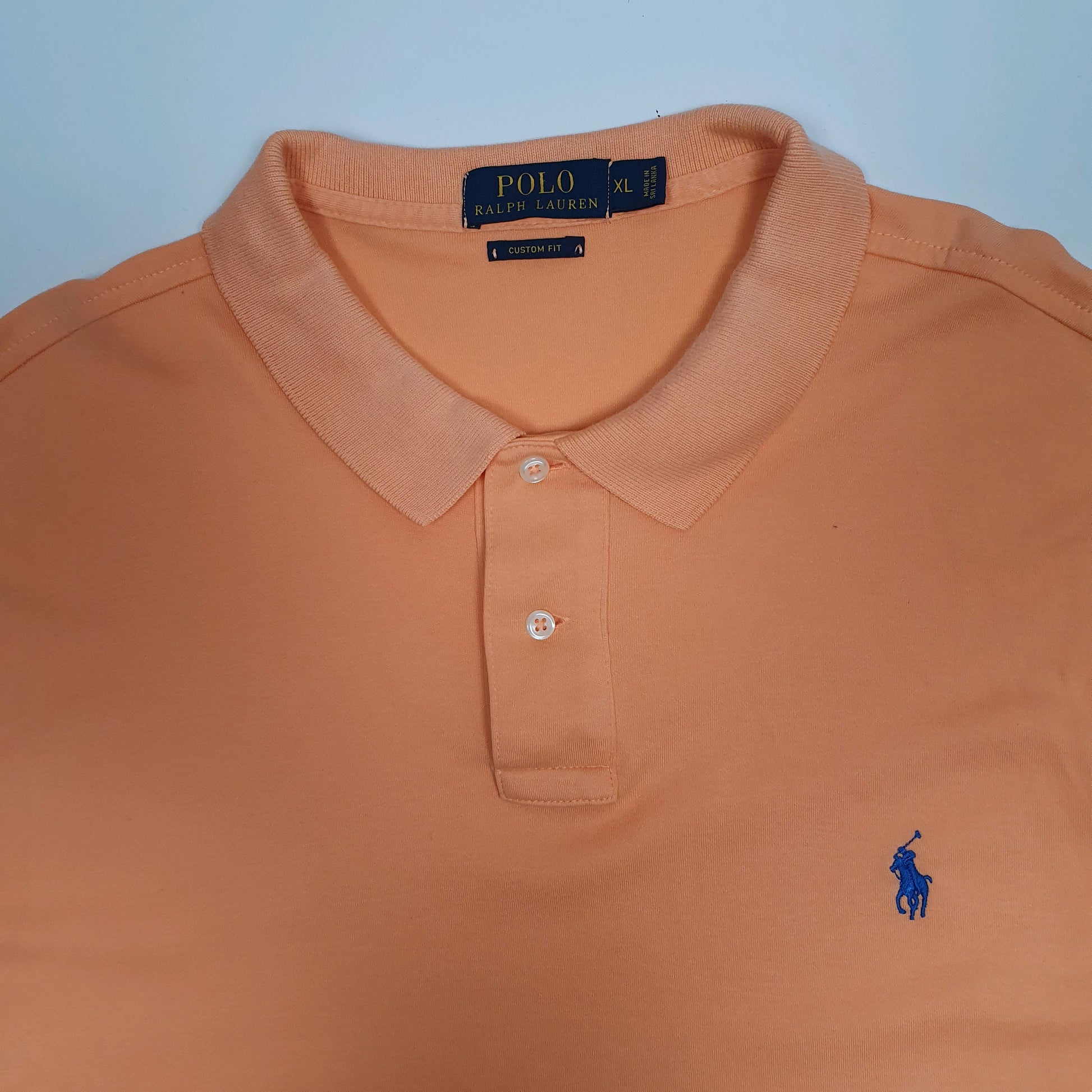 Mens Orange Polo Ralph Lauren Custom Fit Performance  Polo Shirt