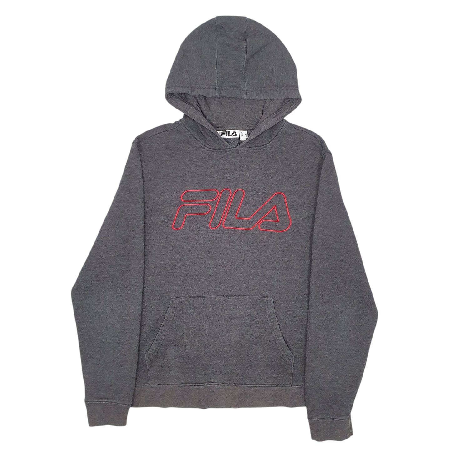 Mens Grey Fila Spellout Hoodie Jumper