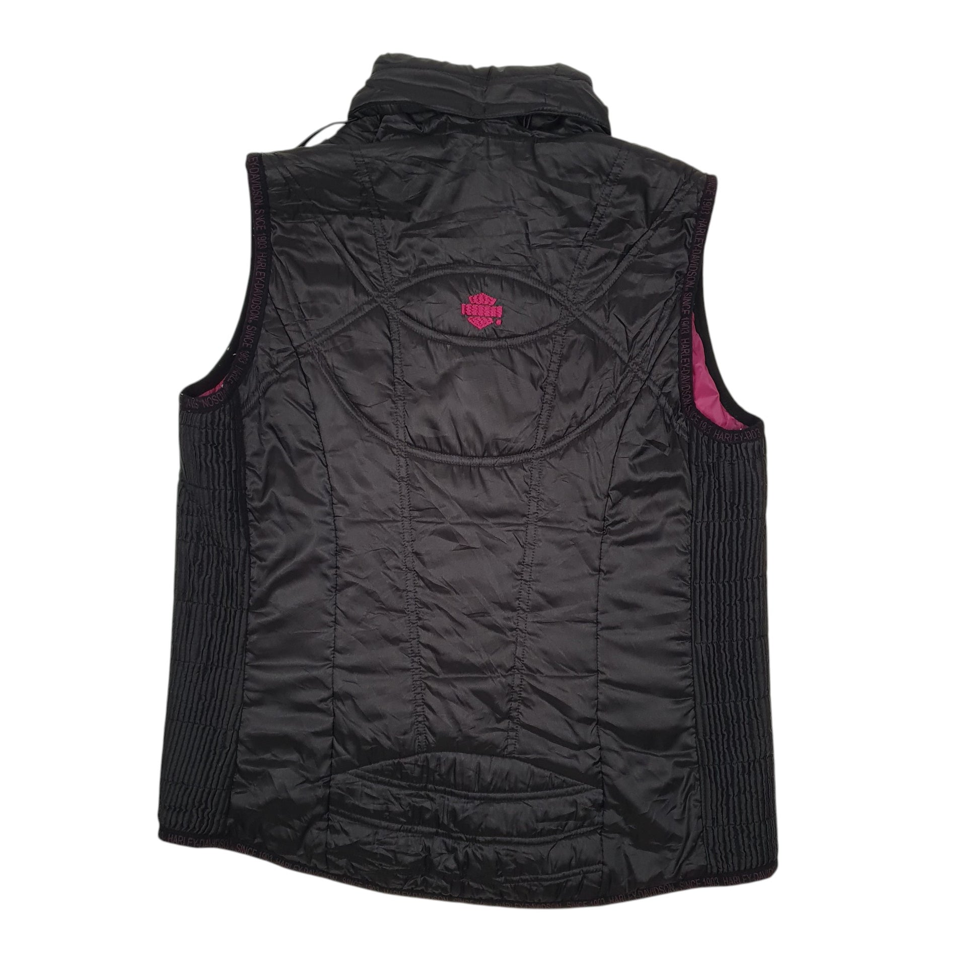 Womens Black Harley Davidson Padded Full Zip Coat