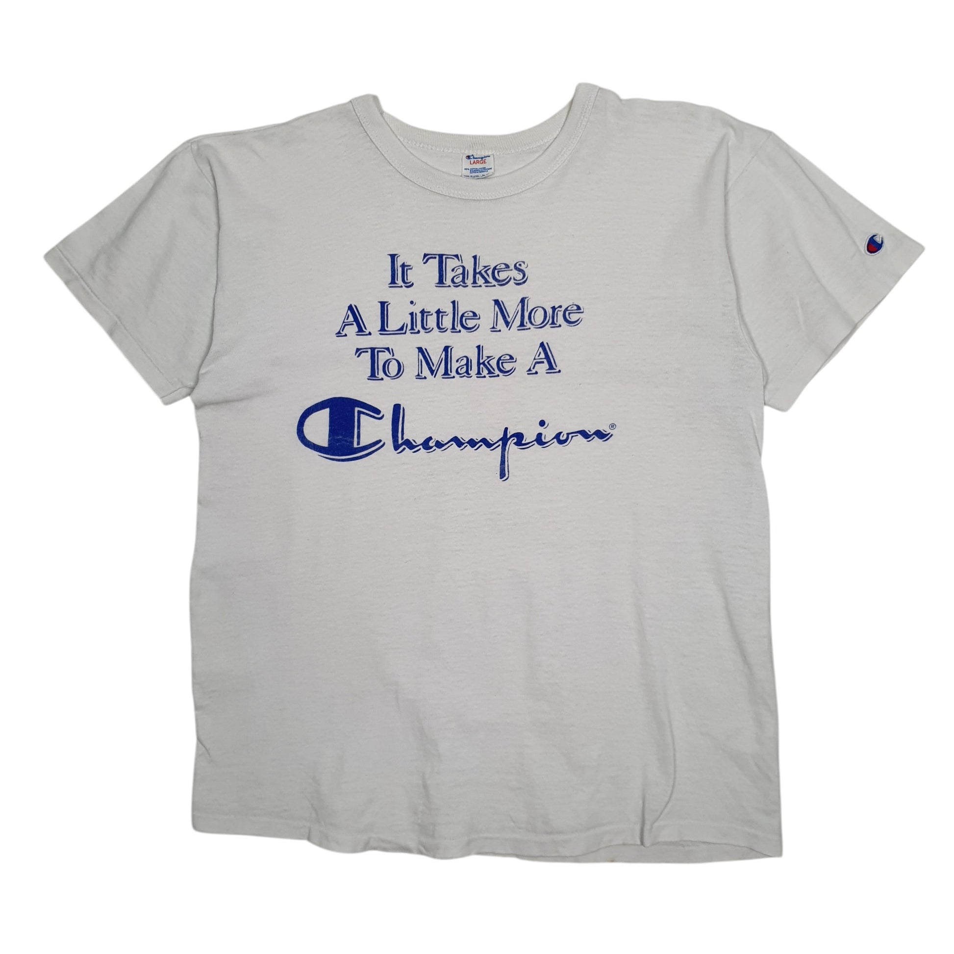 Mens White Champion Vintage 80s Made In USA Single Stitch Short Sleeve T Shirt