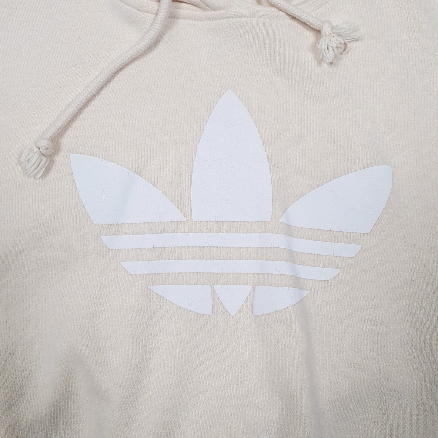 Womens Cream Adidas Crop Top Hoodie Jumper
